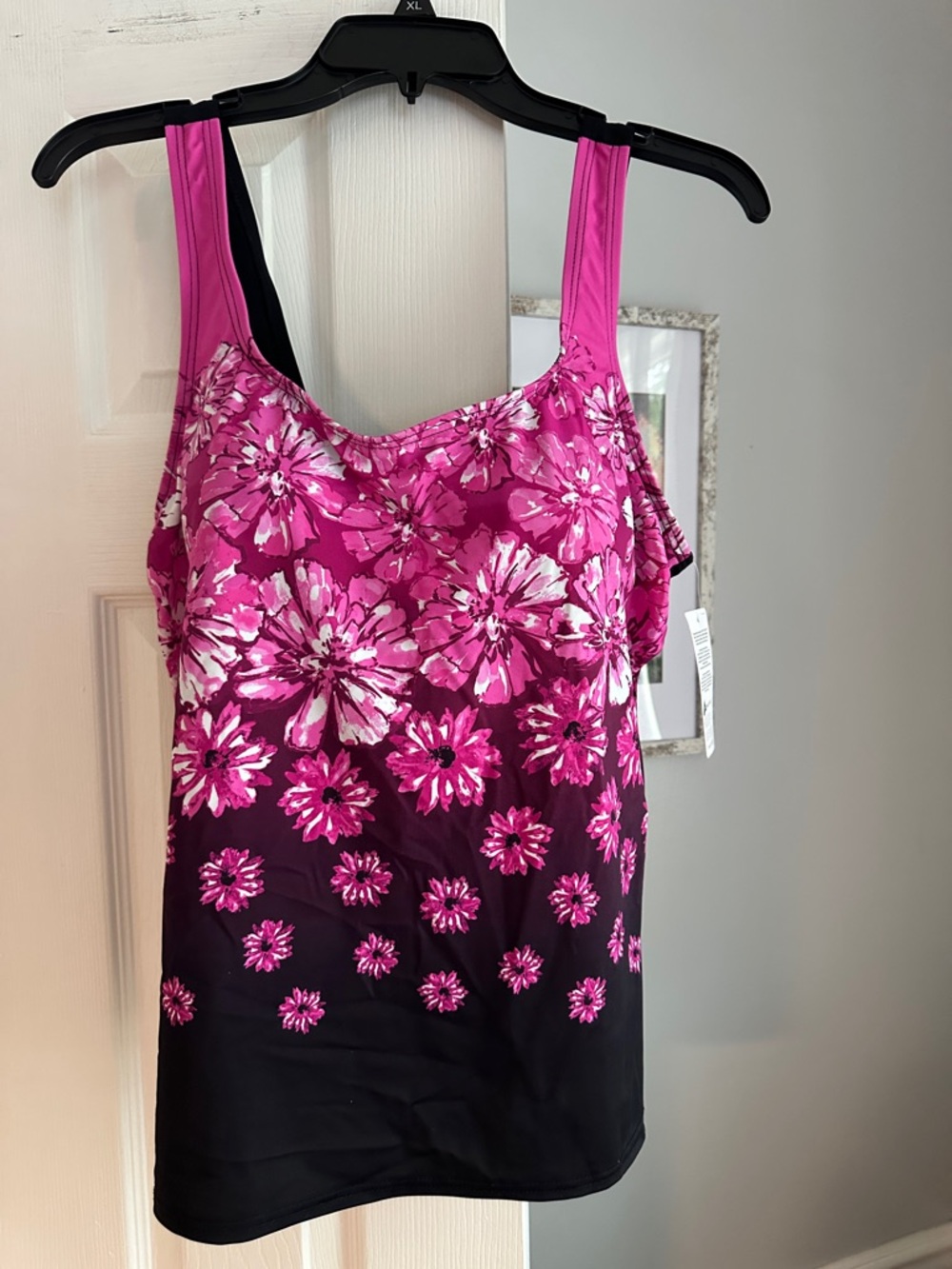Pink Floral Ombre Tankini Top NWT Sz 16